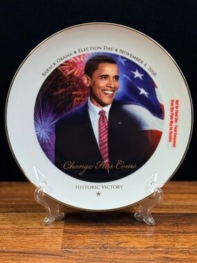 2008 THE AMERICAN HISTORIC SOCIETY Collectable Plate President Obama